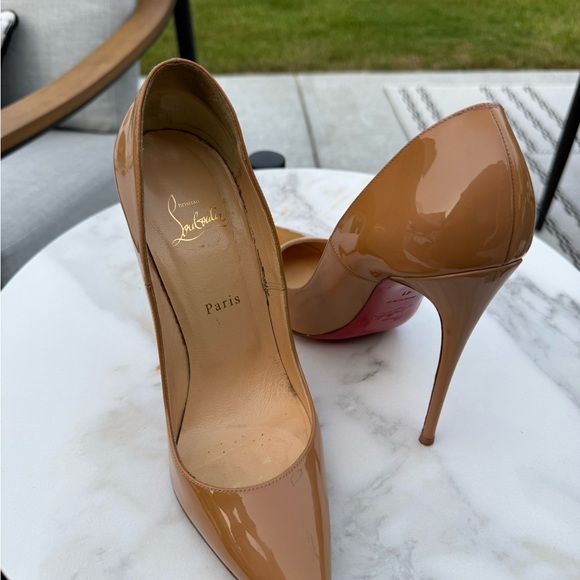 Preowned Authentic Christian Louboutin Nude Patent So Kates 120mm sz 41 - Picture 7 of 17